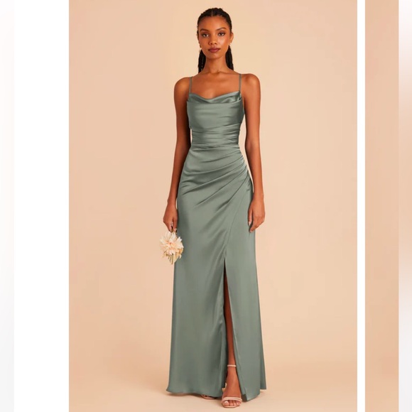 Birdy Grey Lydia Matte Satin Dress in Sea Glass - Picture 3 of 9